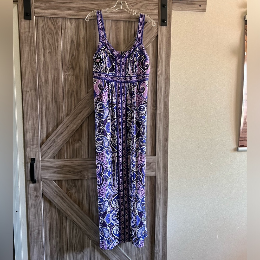 Apt. 9 Purple and Silver Maxi Sundress with Scoop Neck